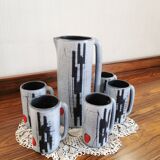 Pitcher and 6 cups Vallauris