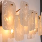 J.T. Kalmar Midcentury Ice Glass Wall Sconces Austria 1960