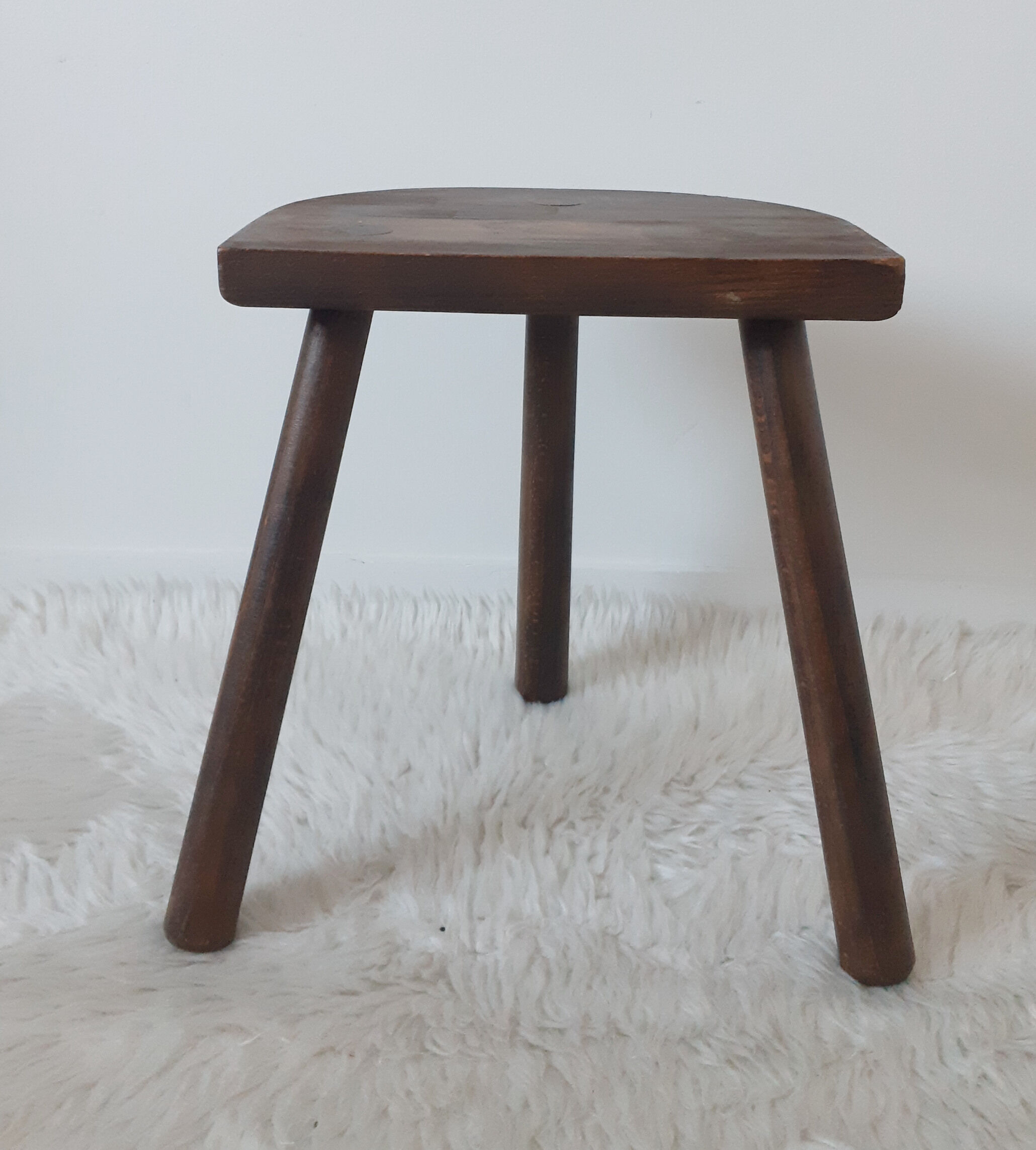Vintage milking stool , wooden, tripod , 50s