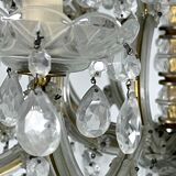 Mid-Century Maria Teresa crystal and brass large chandelier. Italy 1940s