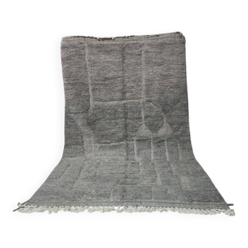 Grand tapis berbère Beni Ouarain gris taupe 300x200 cm – Laine fait main –