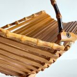 Panier de table chic pliant bois et bambou vintage