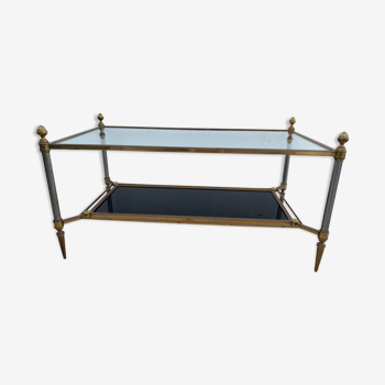 Coffee table in bronze and black opaline glass