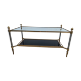 Table basse en bronze et verre opalin noir