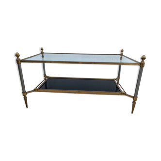 Coffee table in bronze and black opaline glass