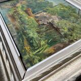 HSP 1917 painting signed Romezin "Cabin by the water" + frame
