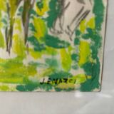 Signed gouache of horses