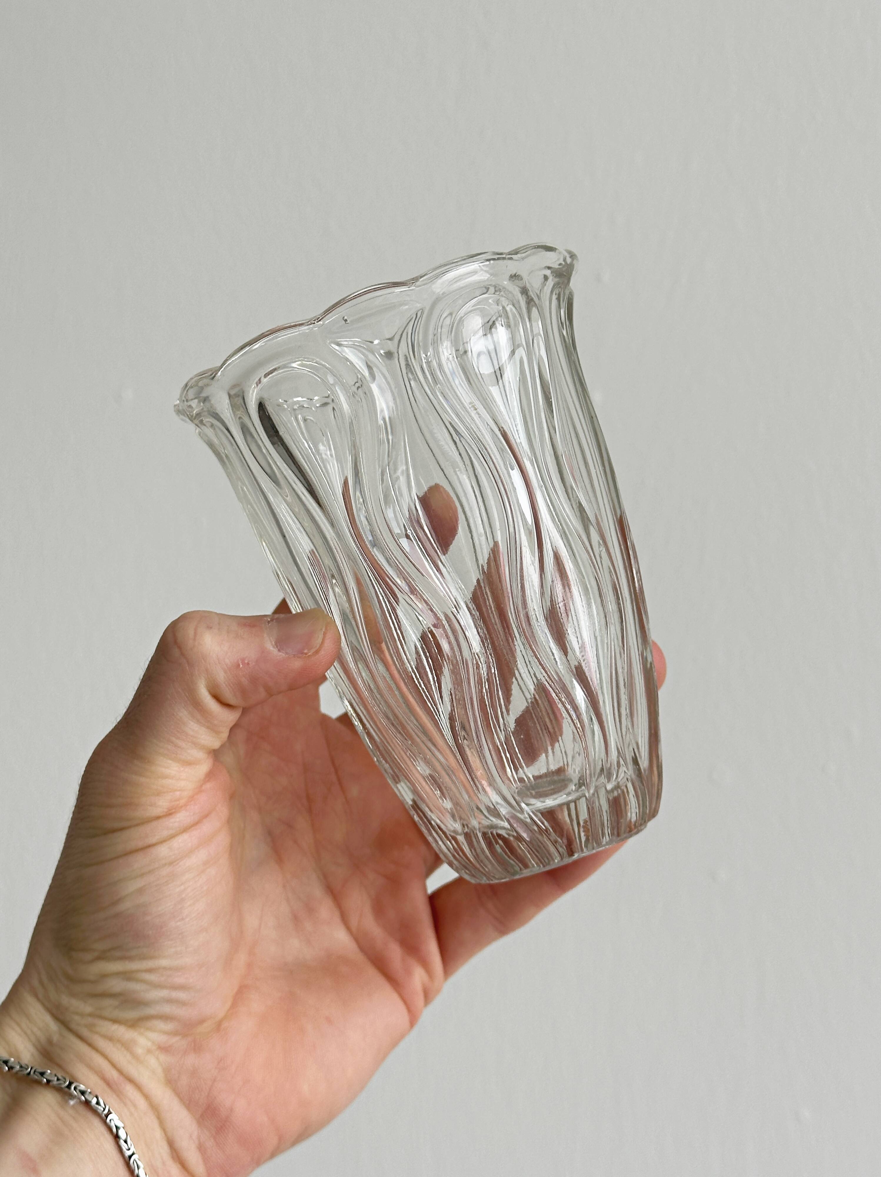 Thick transparent glass vase