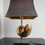 Nautilus brass lamp with black marble base