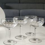 Lot of 6 x Champagne Coupes/Verreries Doyen. Art Deco. In half crystal.