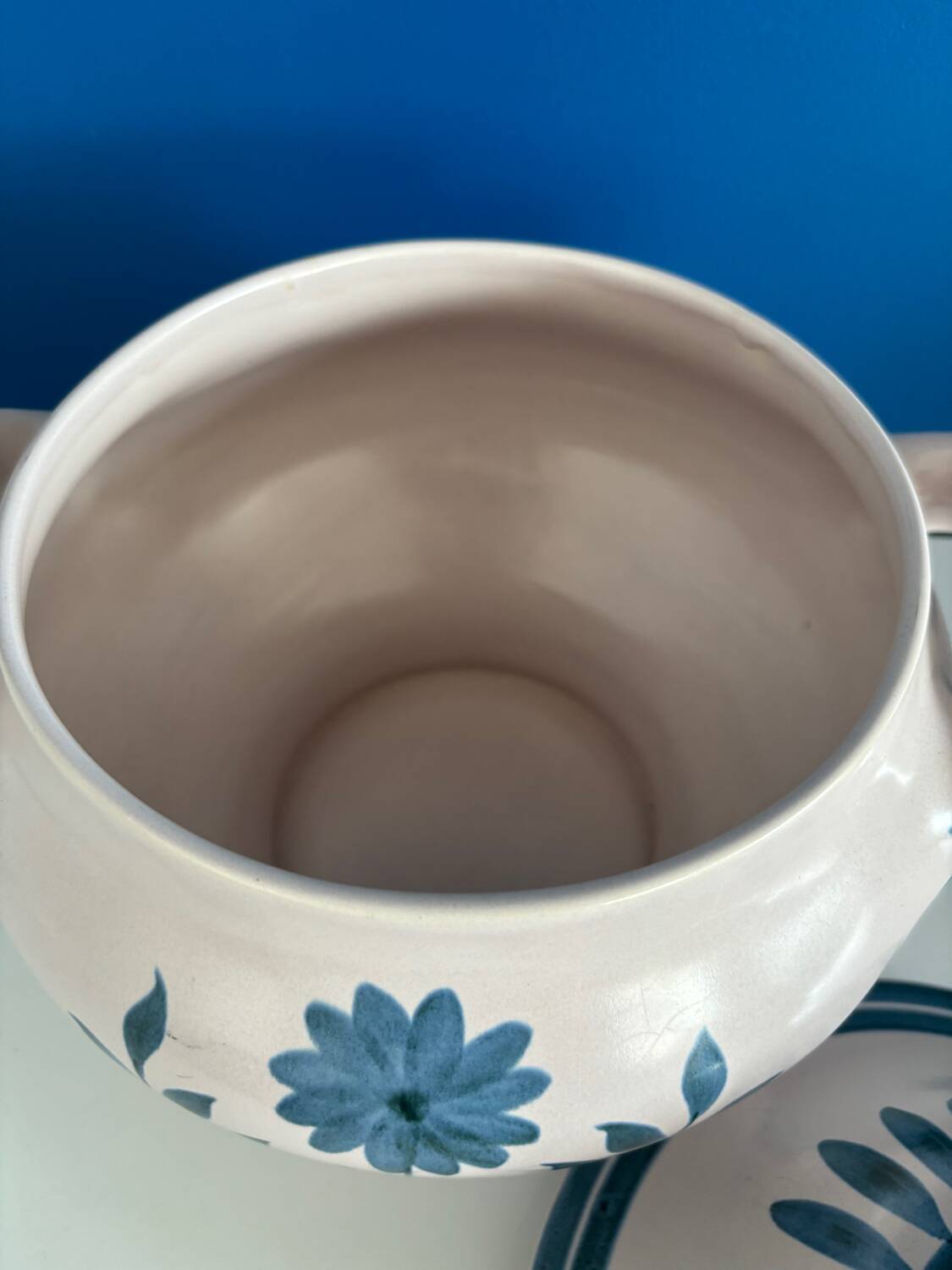 Soupière longchamp fleur bleu