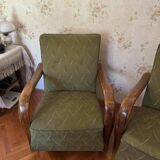 Chaises longues Art Déco avec accoudoirs en bois courbés, années 1930, lot de 2