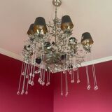 Wrought iron and crystal chandelier