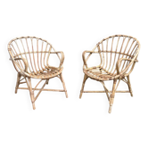Pair of vintage rattan armchairs