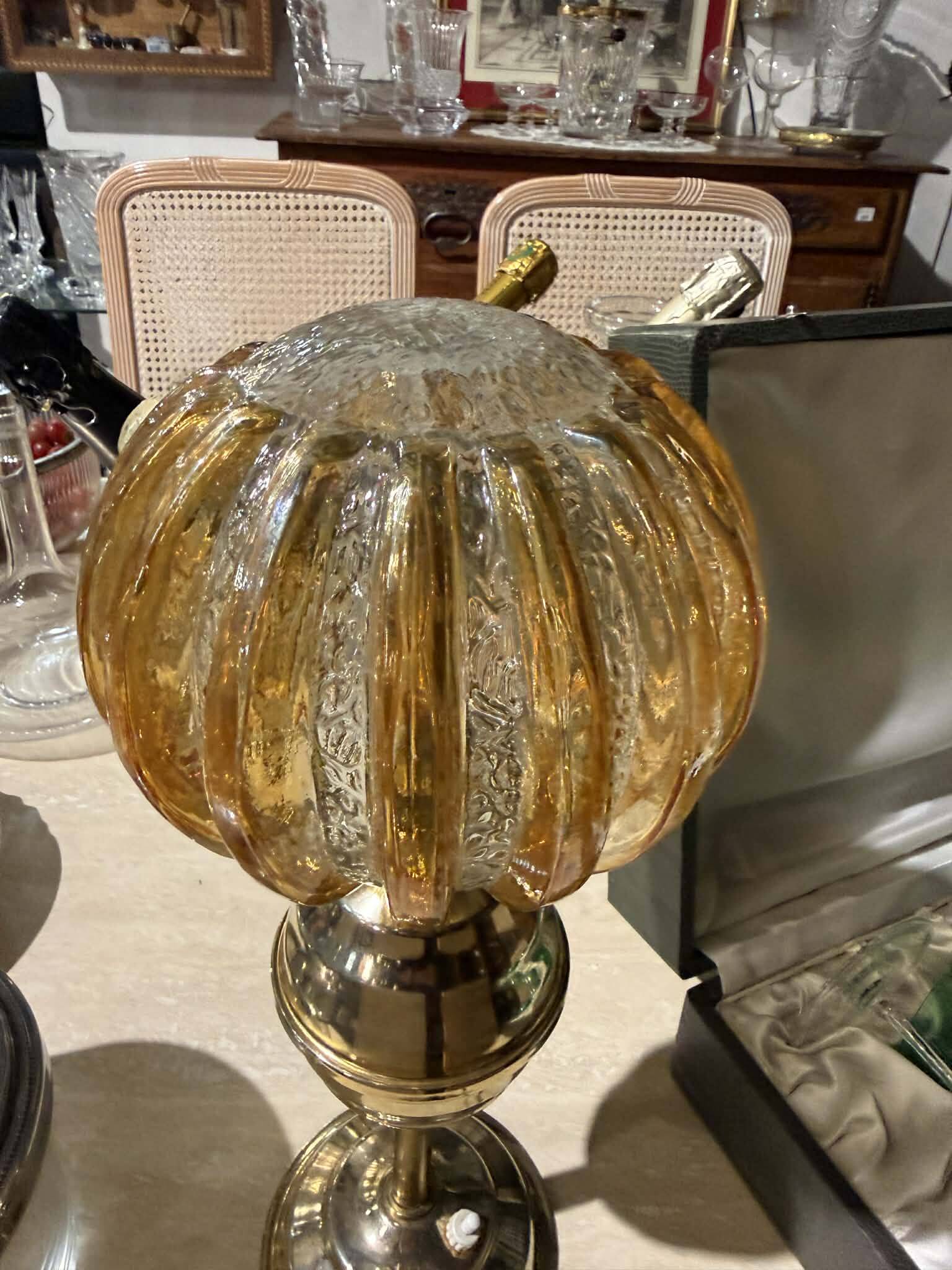 Art Deco lamp in brass and glass