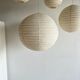 Hanging lamp in rattan and round japanese natural linen d:50