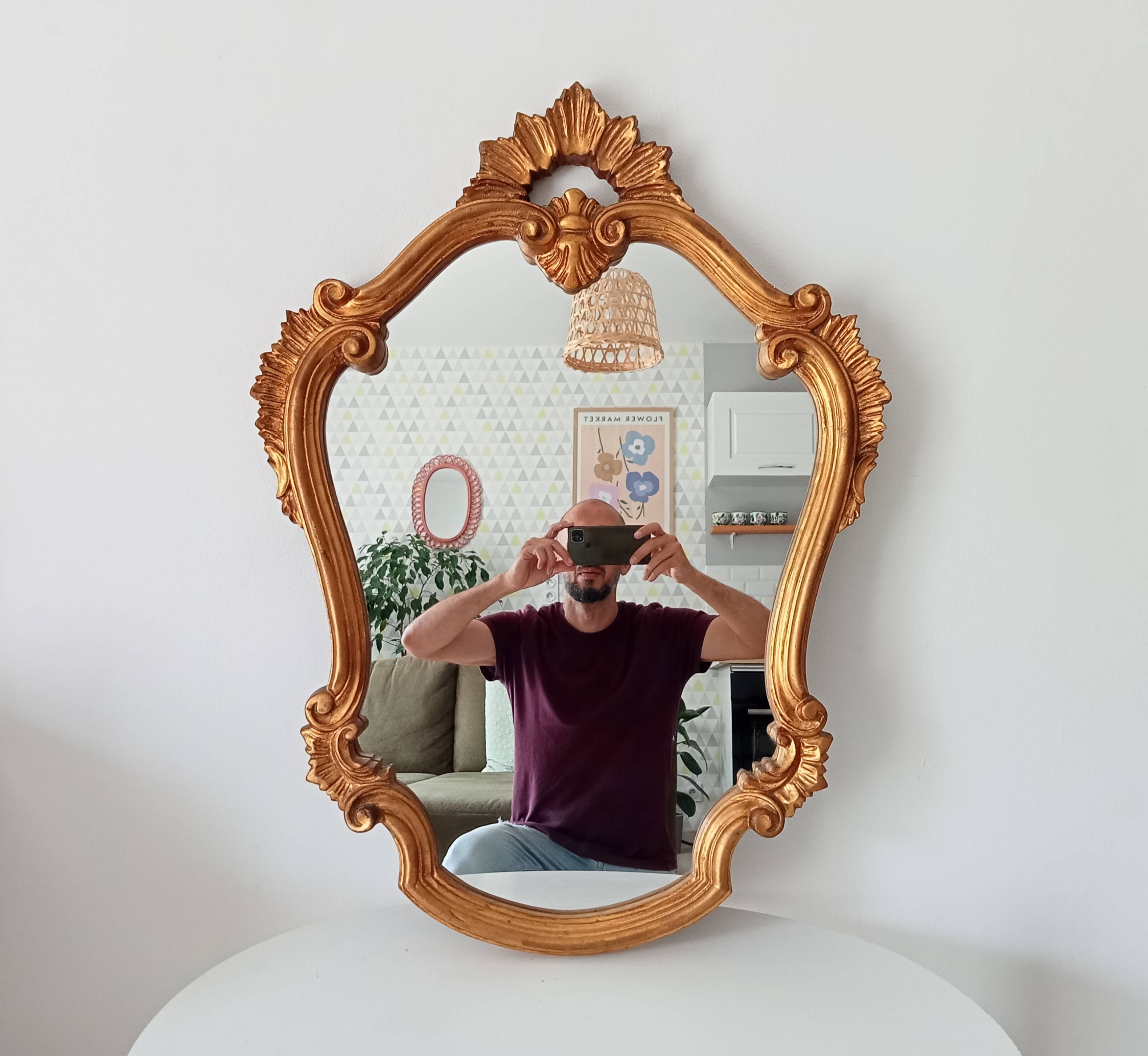 Vintage baroque mirror from the 60s Italy 84*62 cm