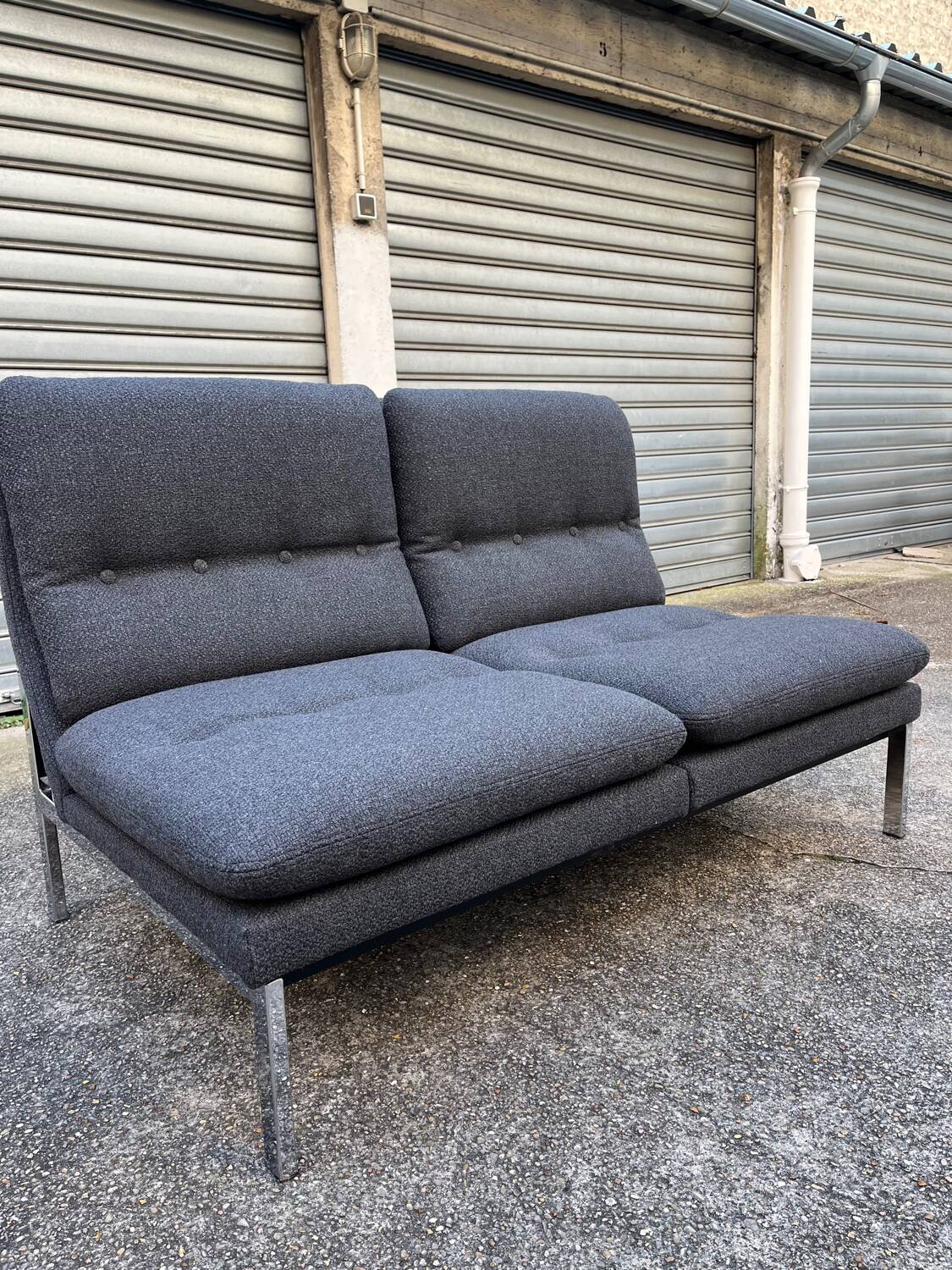 Anthracite and chrome 2-seater bench 70'