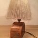 Brutalist lamp olive wood and wool lampshade