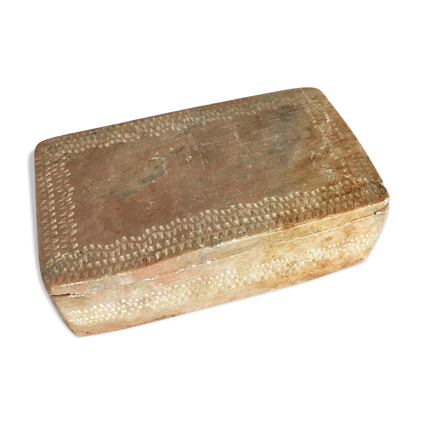 Brutalist carved stone box