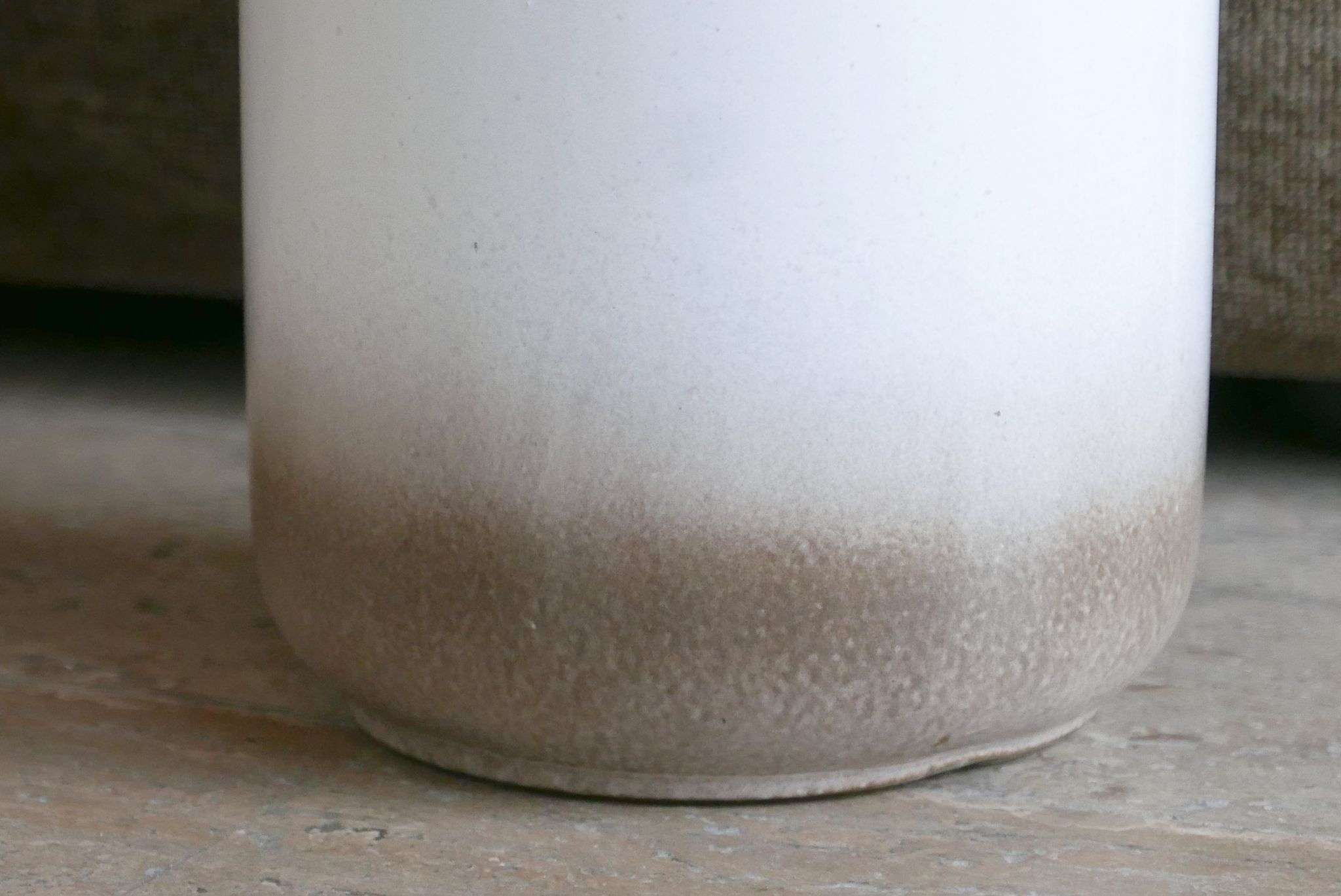 Vase en céramique blanc et marron West Germany, années 60