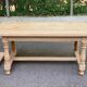 Renovated extendable farmhouse dining table made of solid raw oak from the 1950s.