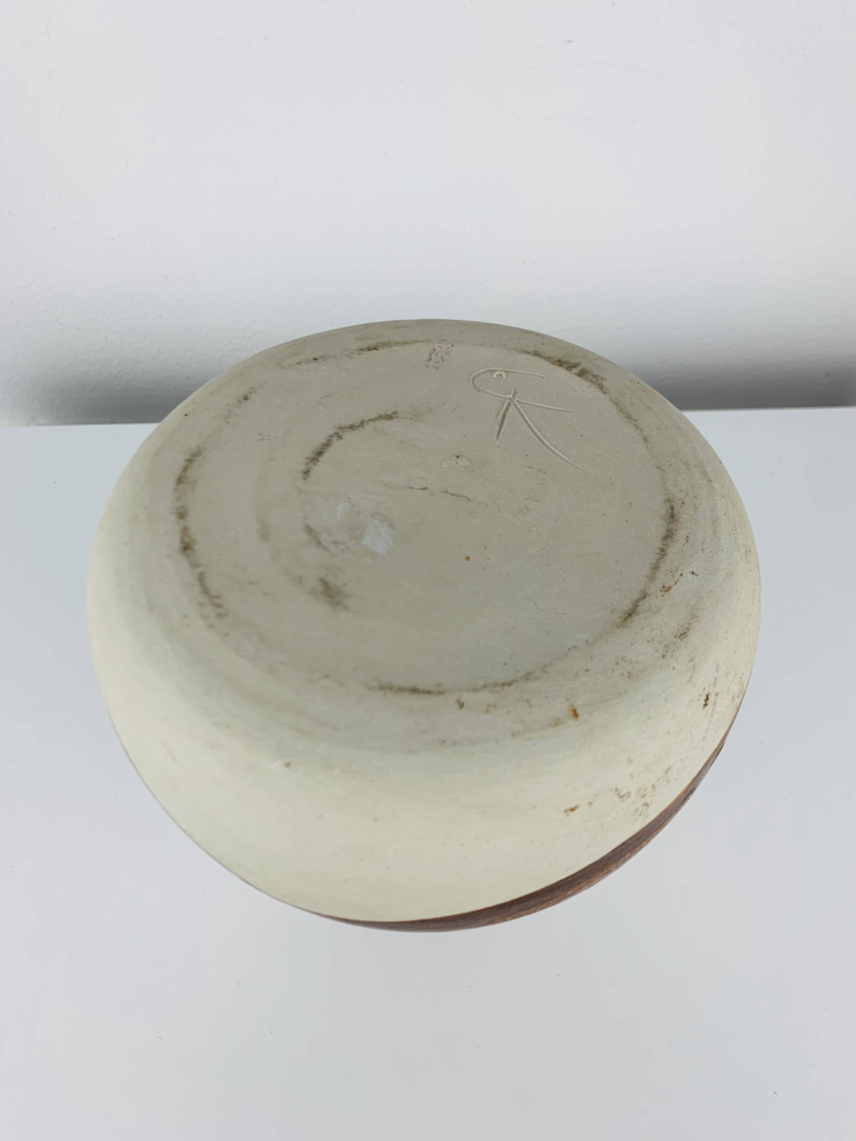 Vintage ceramic vase, brown and white.