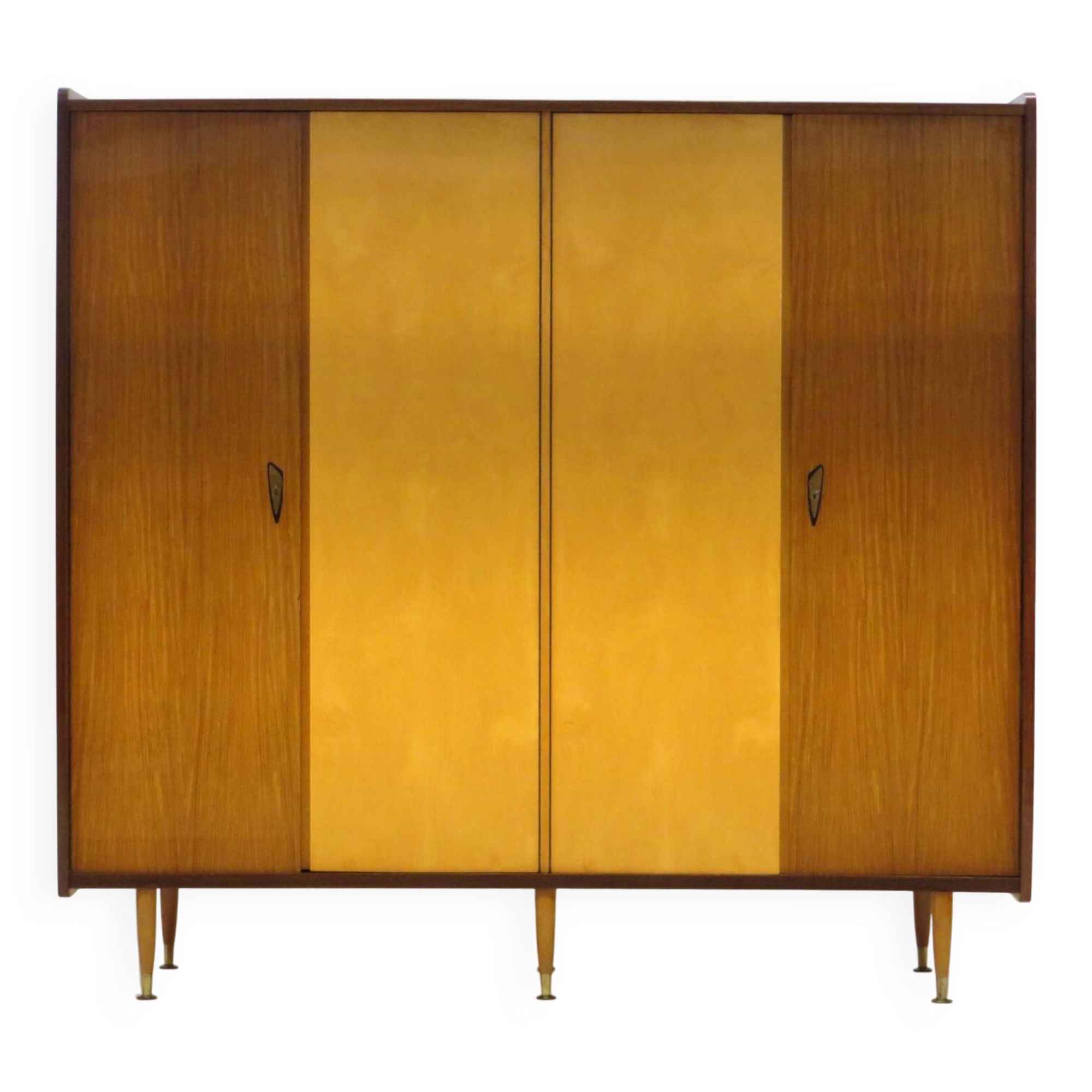 Armoire vintage à 4 portes, design moderne du milieu du siècle, en érable et teck, années 1950