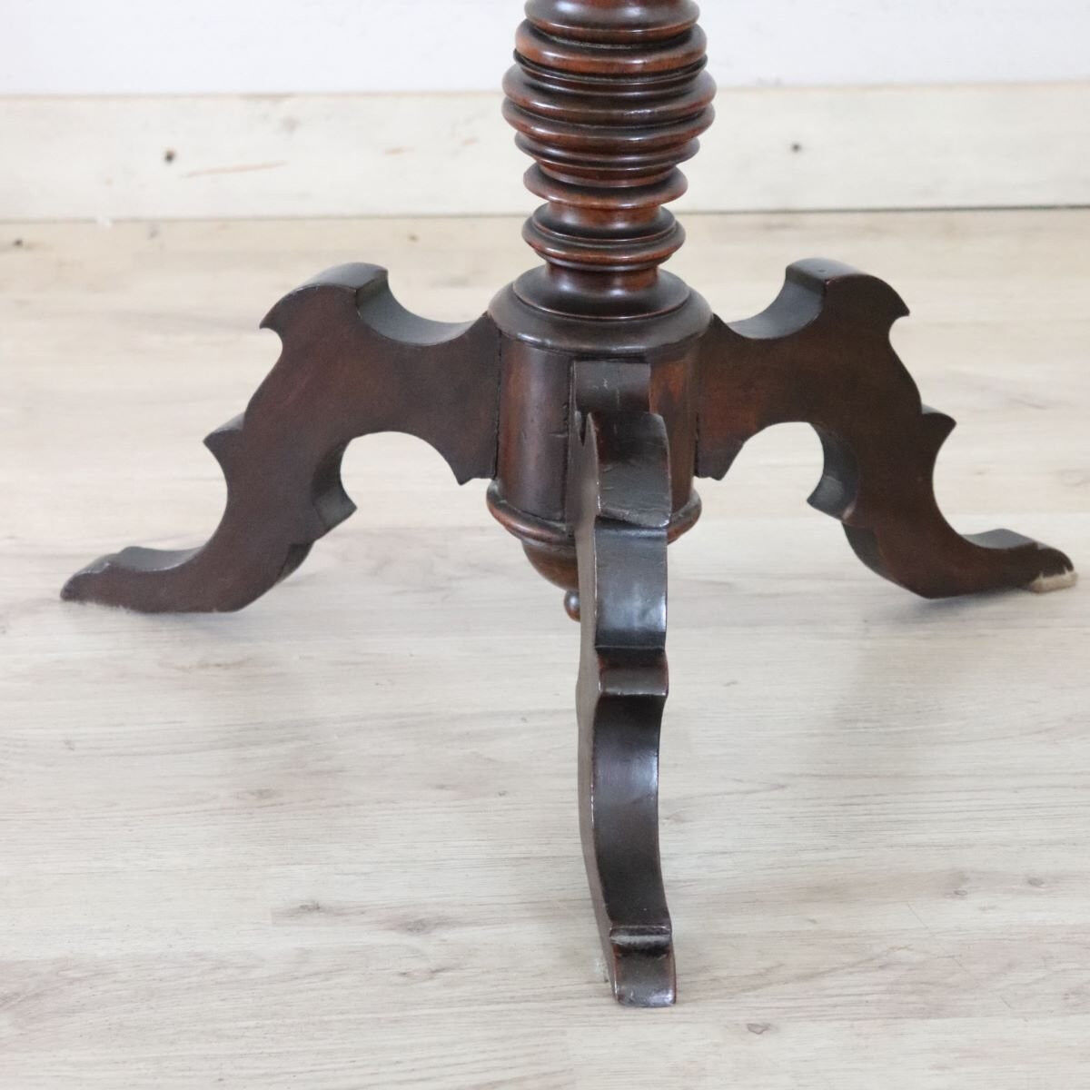 Antique Walnut Gueridon Table, Italy, 19th Century