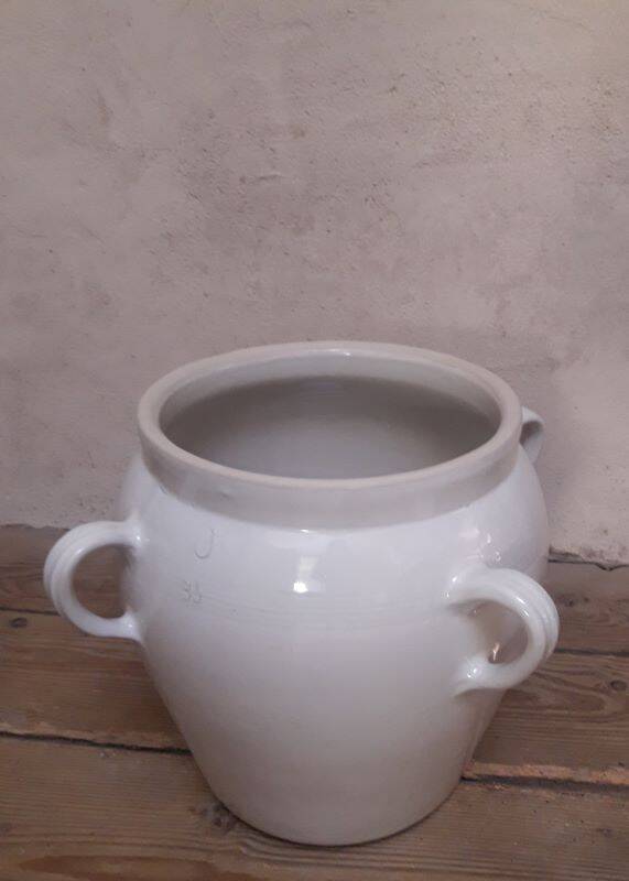 Grease pot salting pot H47cm in enamelled stoneware