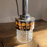 Small raak chrome and orange pendant light