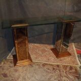 ﻿Vintage glass and mirror console from the 70s