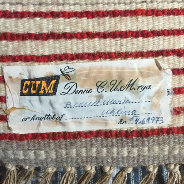 Vintage 70 s modernist handwoven Danish Wall Rug from CUM RYA, 1973