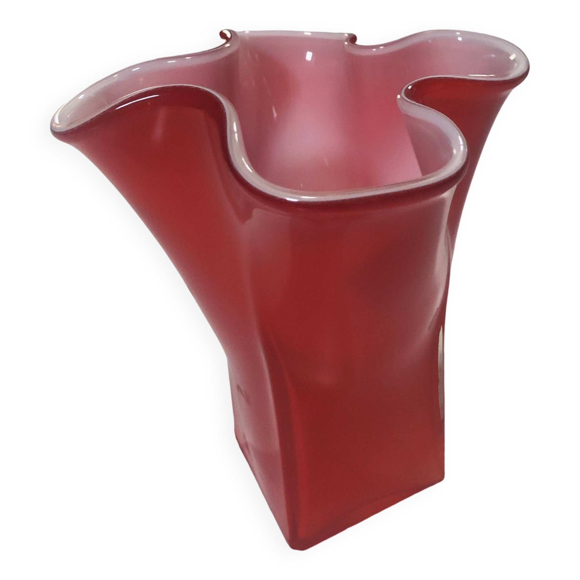 Vintage Handkerchief Vase • Incamiciato • Murano Glass • 1960