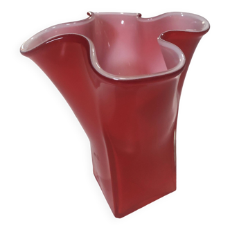 Vase Mouchoir Vintage • Incamiciato • Verre de Murano • 1960