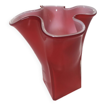 Vintage Handkerchief Vase • Incamiciato • Murano Glass • 1960