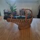 Woven wicker bottle basket