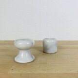 Pair of vintage white marble candlesticks