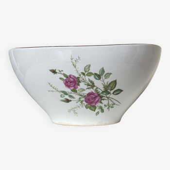 Saladier Gien France, modèle Pompadour, motif roses en céramique
