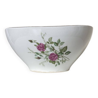 Gien France salad bowl, Pompadour model, ceramic rose pattern