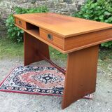 Vintage teak marine desk with 2 drawers.