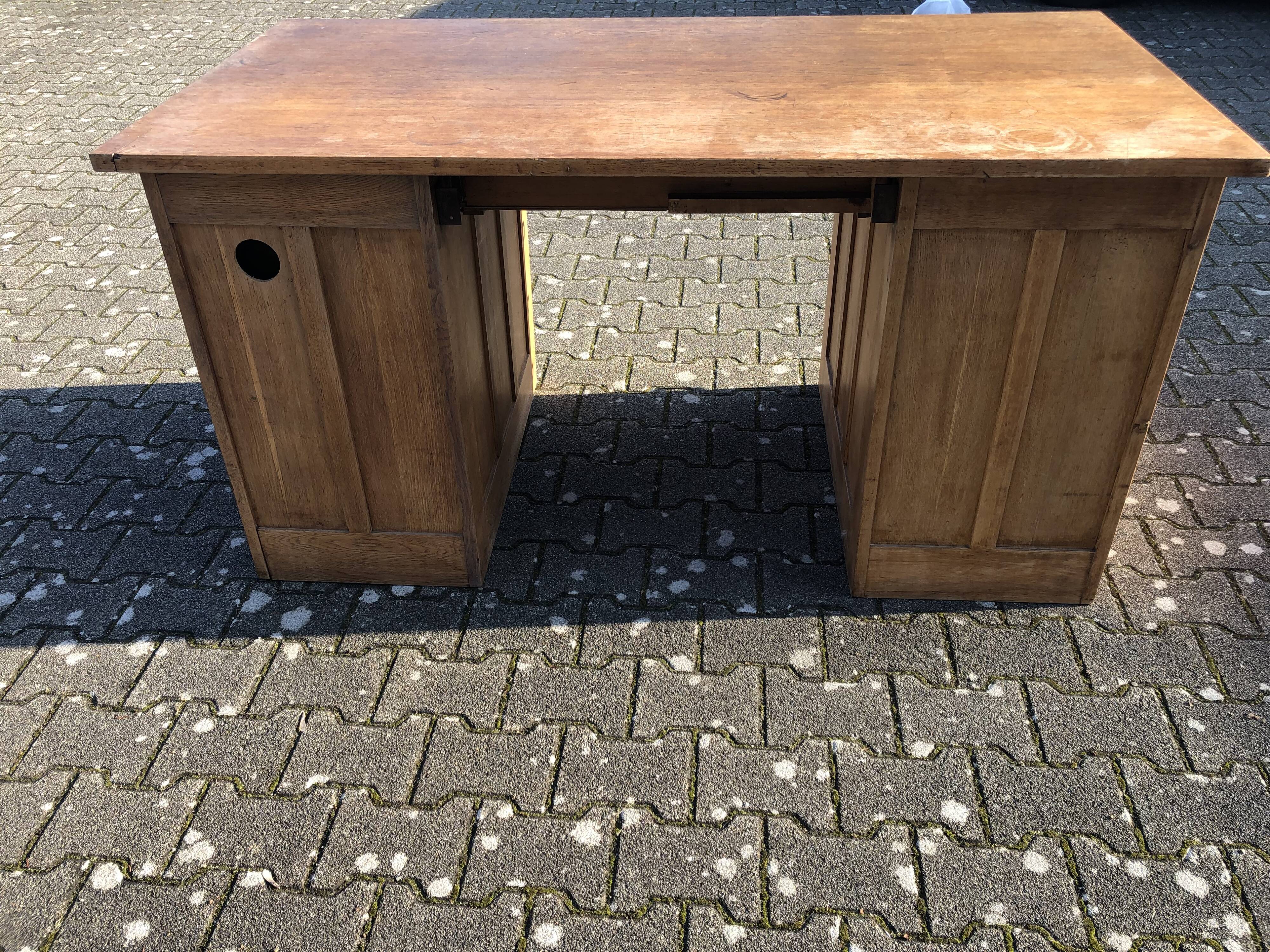 Solid oak office two caissons