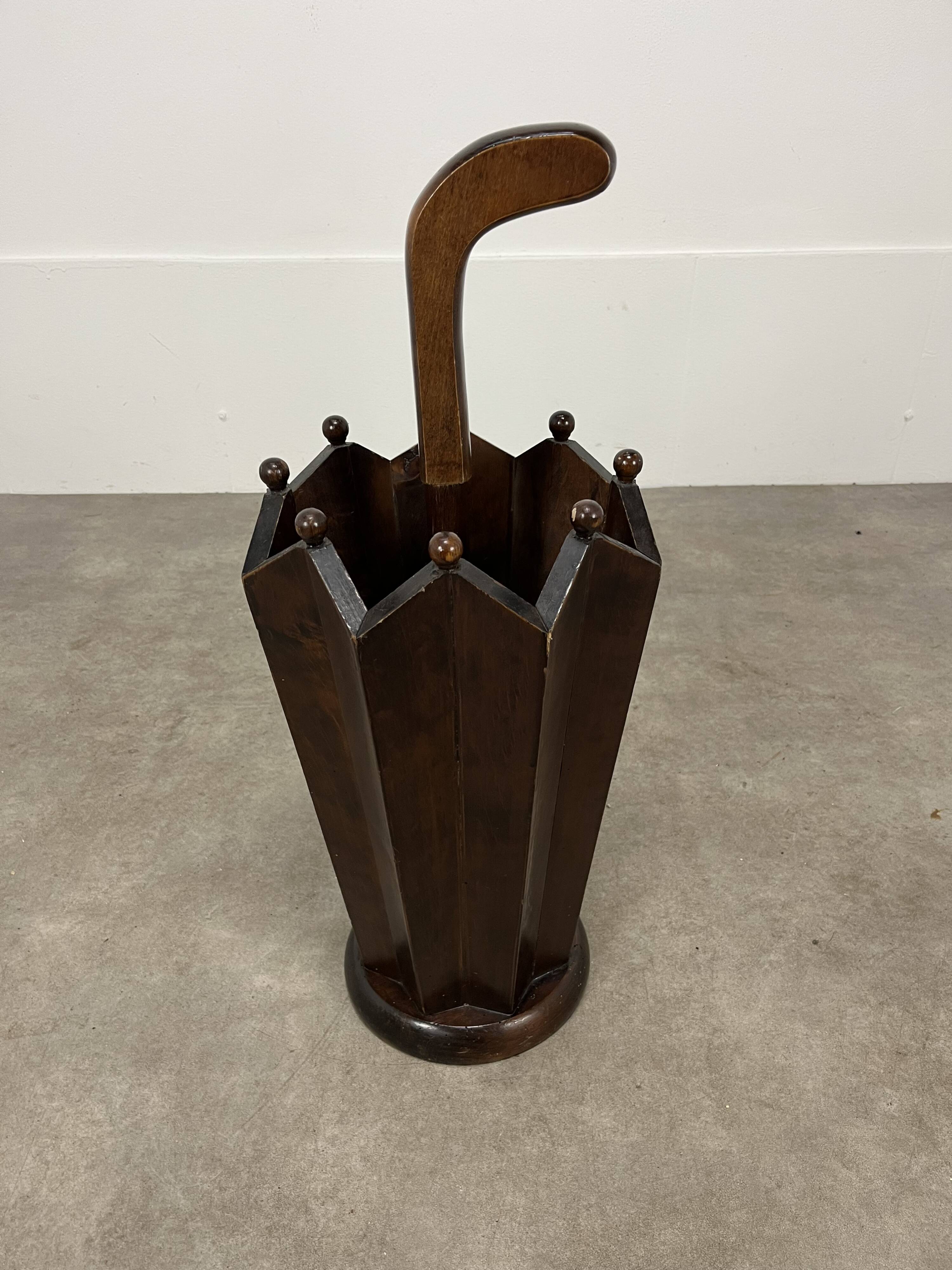 Art Deco wooden umbrella stand