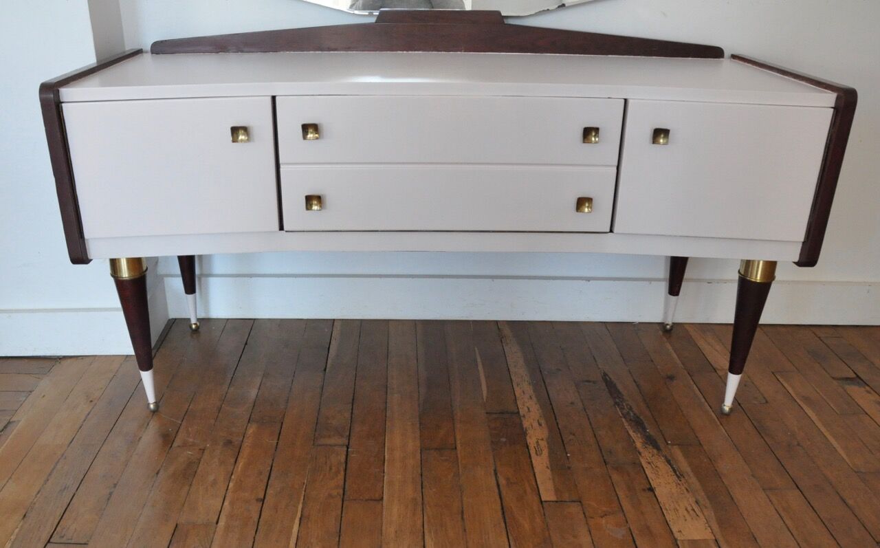Vintage dressing table  nude and wood