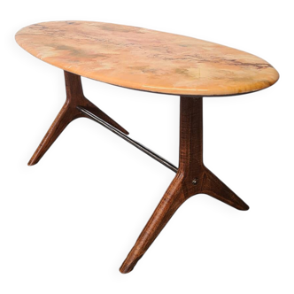 Table basse ovale au design vintage, années 1960