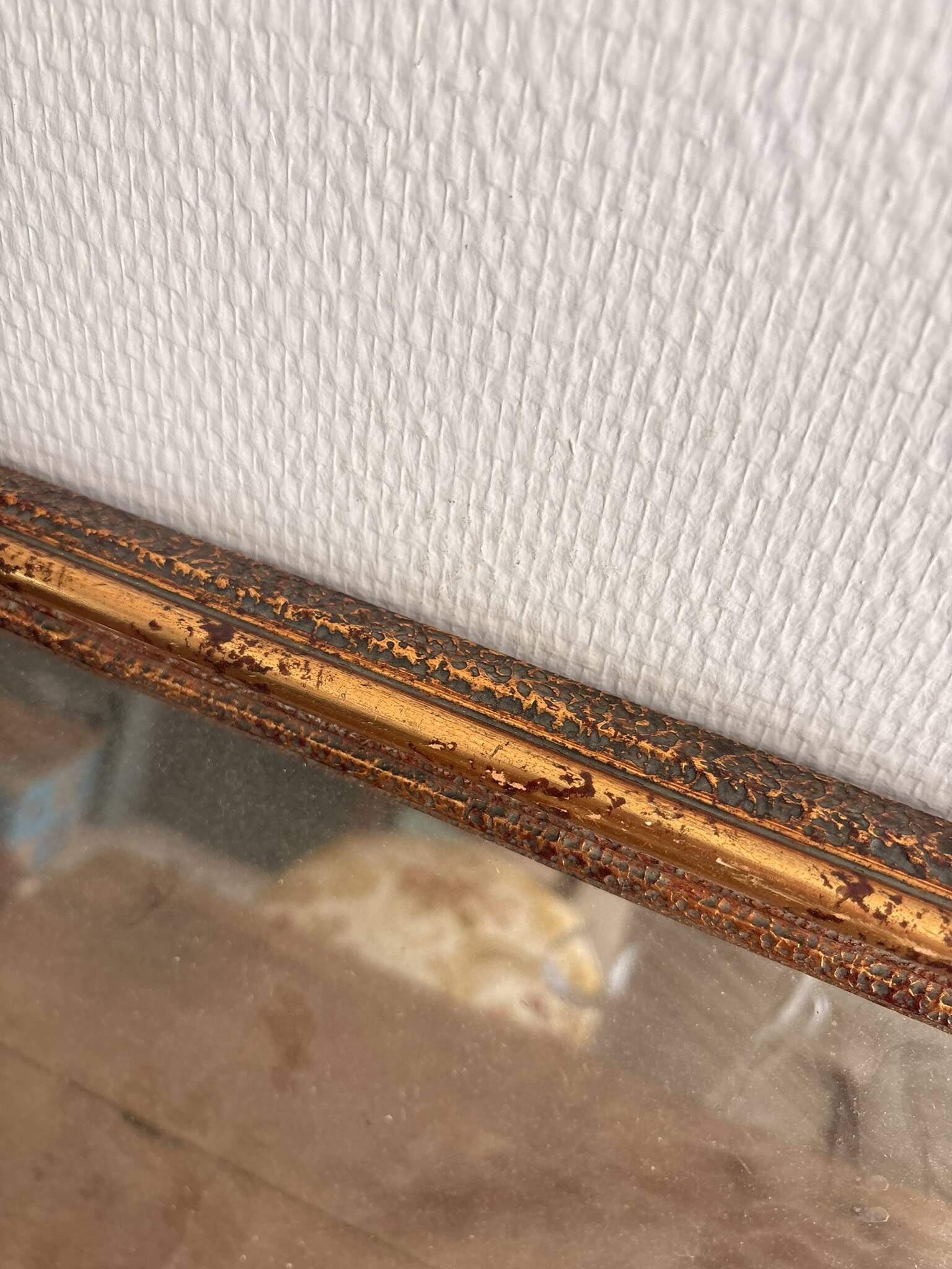 Vintage Square Mirror with Gilded Wood Frame by Sylvain Zonco, Casablanca 1950