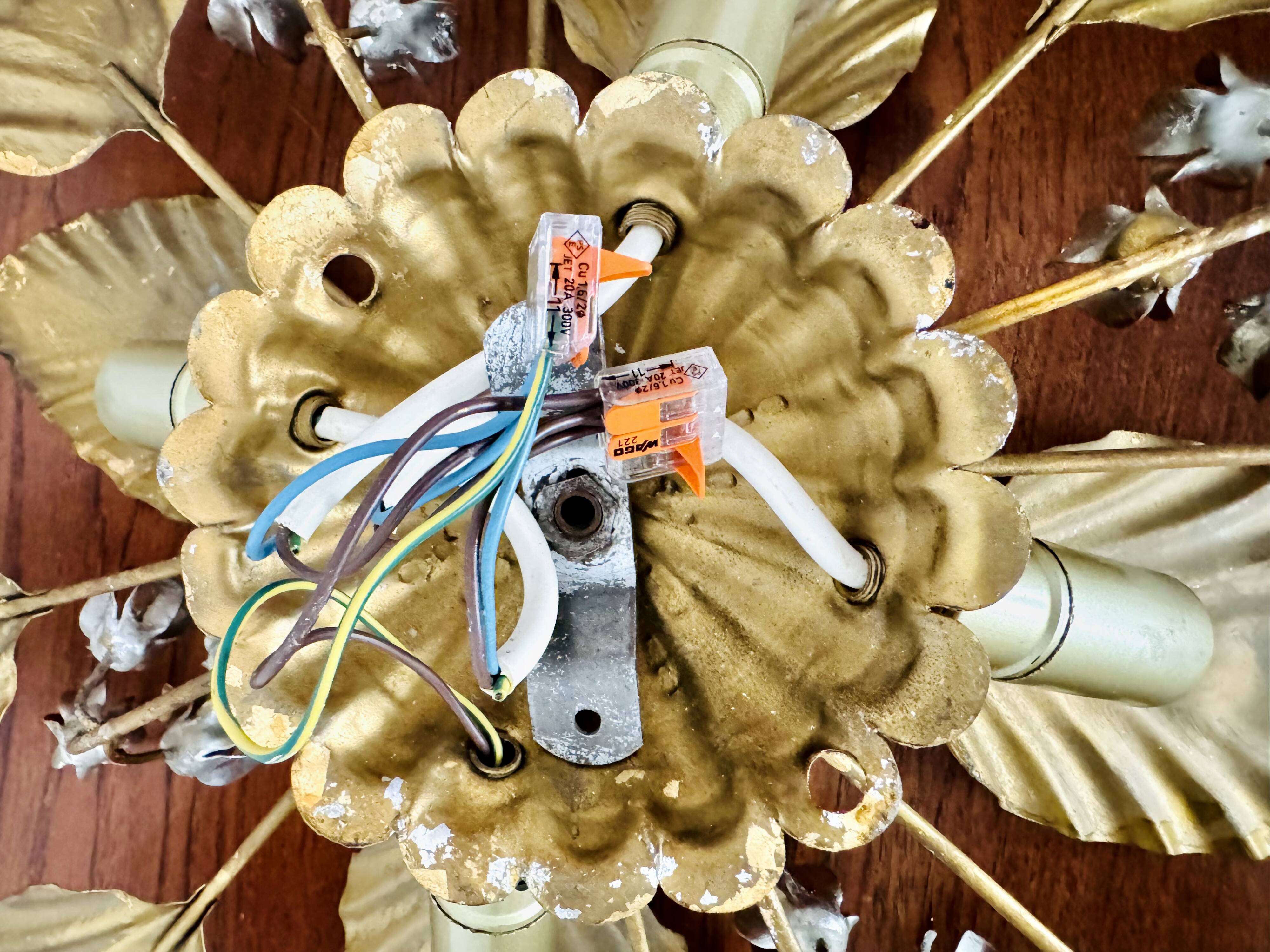 Floral Hollywood Regency Wall or Ceiling Lamp by Hans Kögl