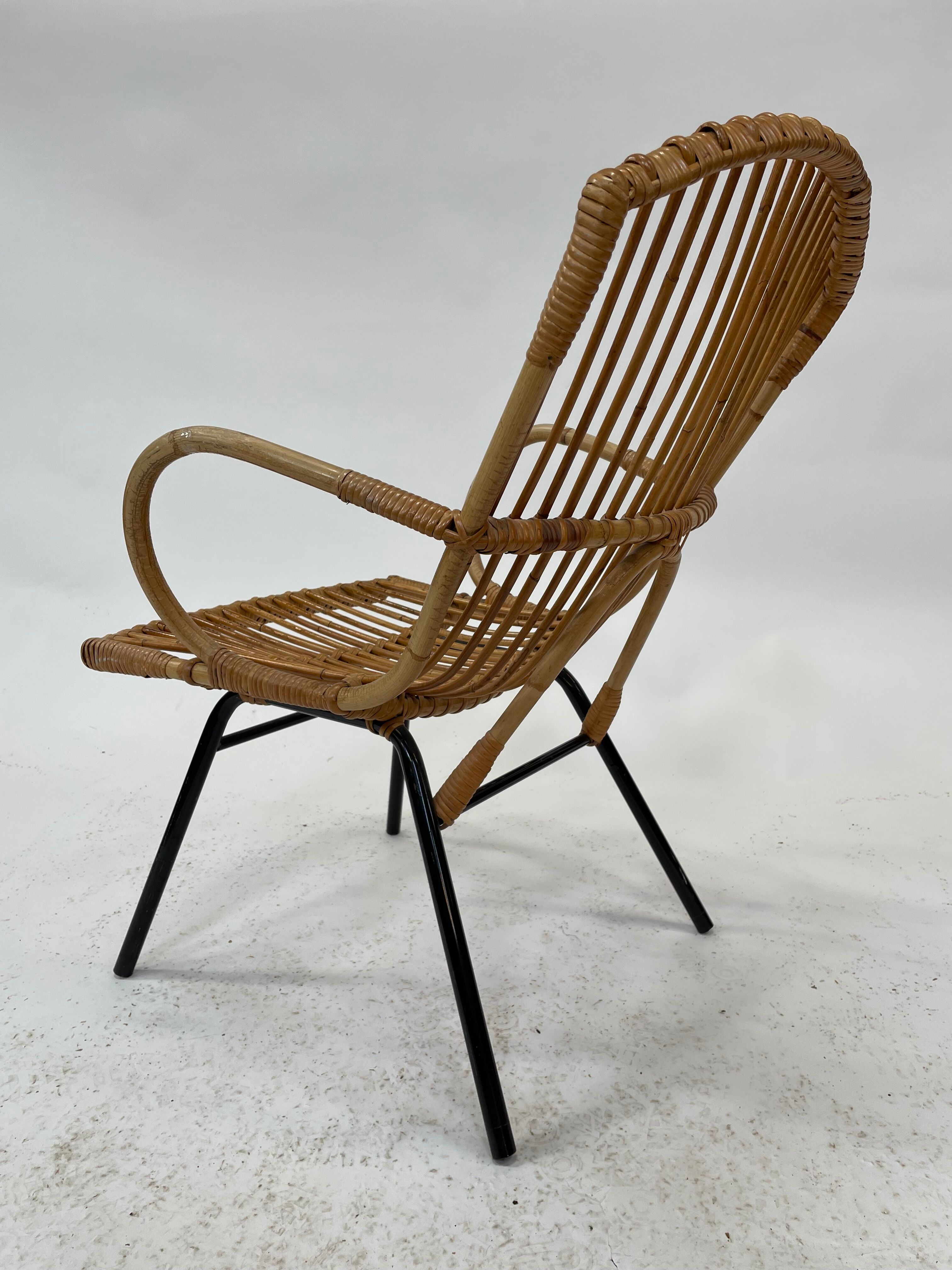 Vintage rattan chair by Dirk van Sliedregt Rohe Noordwolde 1960 in the Netherlands