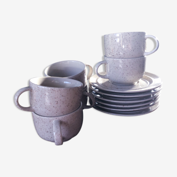 Set of 6 cups with its 6 speckled subcups