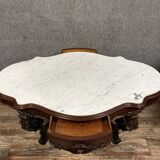 Violin-shaped pedestal table in mahogany and white marble, Napoleon III period